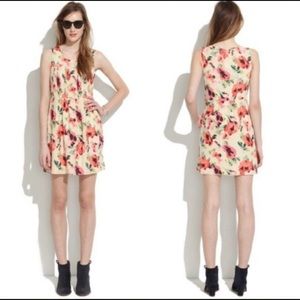 Madewell Tea Rose Floral Dress 0 cream pink red